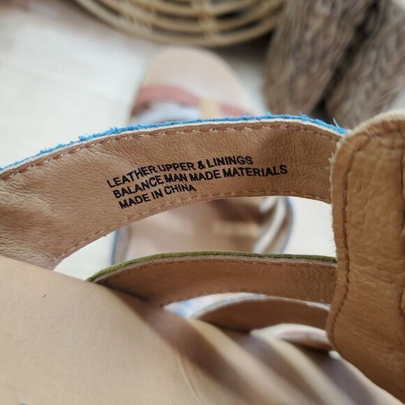 EUC Born Womens 8M Lynae Slip On Sandals Strappy Leather Sand Multi Comfort - Picture 12 of 14